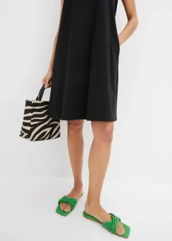 Robe trapèze courte en jersey, sans manches