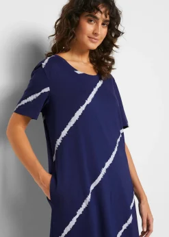 Robe trapèze en jersey de coton avec poches, long. genou