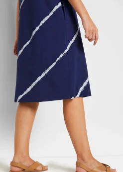 Robe trapèze en jersey de coton avec poches, long. genou