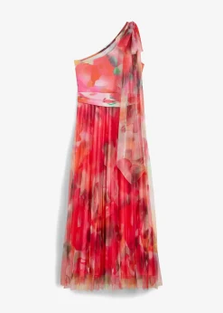 Robe une épaule avec une jupe plissée en tulle