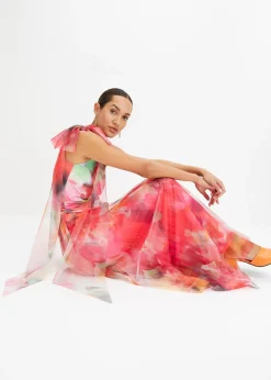 Robe une épaule avec une jupe plissée en tulle