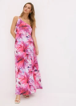 Robe une épaule en crêpe texturé