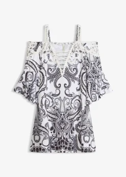 Robe évasée à encolure Bardot