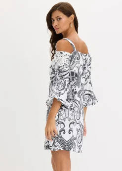 Robe évasée à encolure Bardot