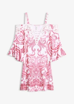 Robe évasée à encolure Bardot