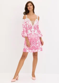 Robe évasée à encolure Bardot