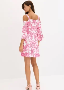 Robe évasée à encolure Bardot