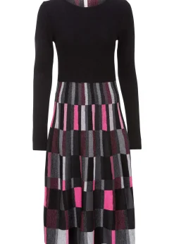 Robe évasée en maille à motif jacquard