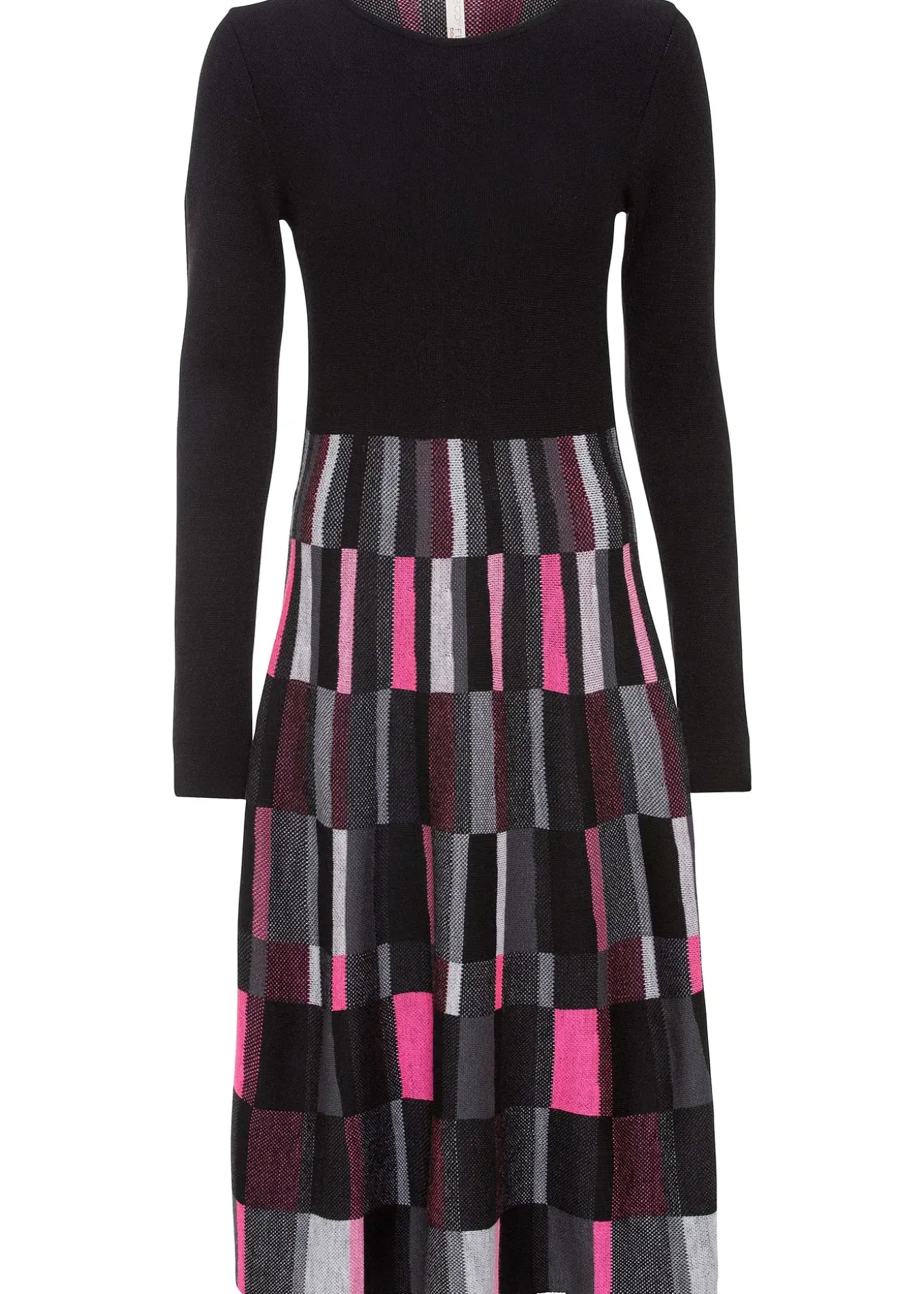 Robe évasée en maille à motif jacquard