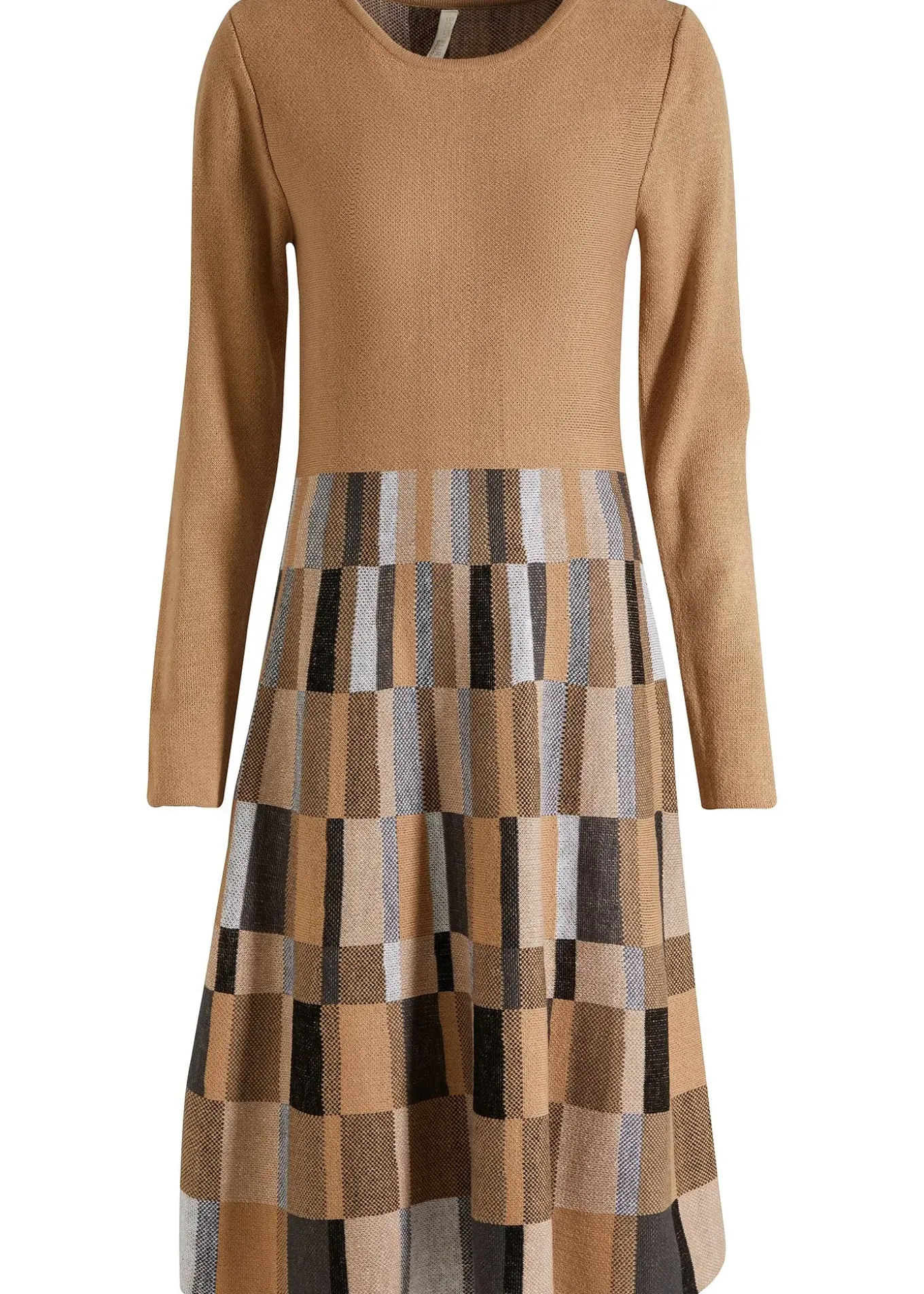 Robe évasée en maille à motif jacquard