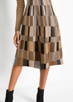 Robe évasée en maille à motif jacquard