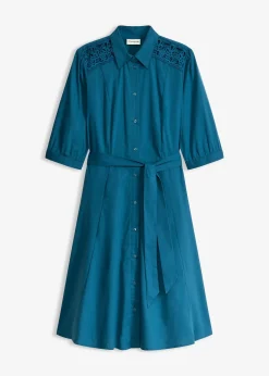 Robe-chemise avec dentelle et lien à nouer