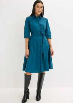 Robe-chemise avec dentelle et lien à nouer