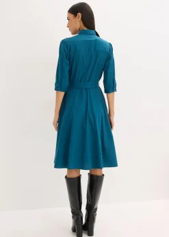 Robe-chemise avec dentelle et lien à nouer