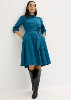 Robe-chemise avec dentelle et lien à nouer