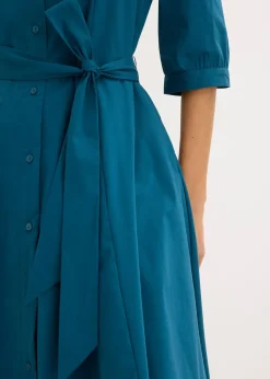 Robe-chemise avec dentelle et lien à nouer