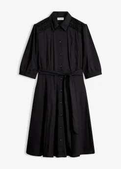 Robe-chemise avec dentelle et lien à nouer