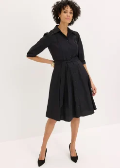 Robe-chemise avec dentelle et lien à nouer