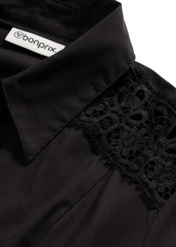 Robe-chemise avec dentelle et lien à nouer