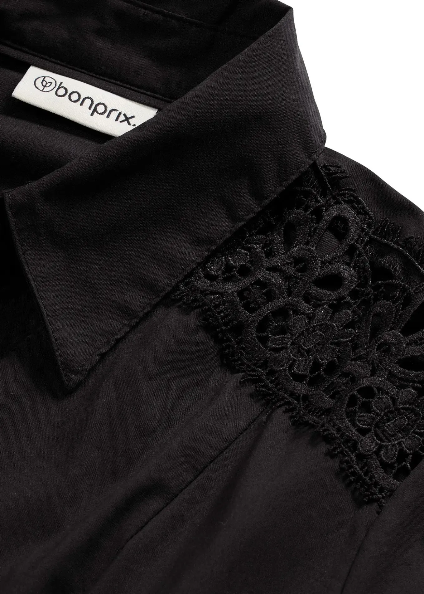 Robe-chemise avec dentelle et lien à nouer