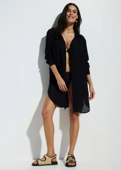 Robe-chemise de plage en viscose fluide