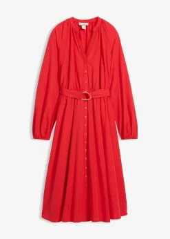 Robe-chemise en coton et soie avec ceinture