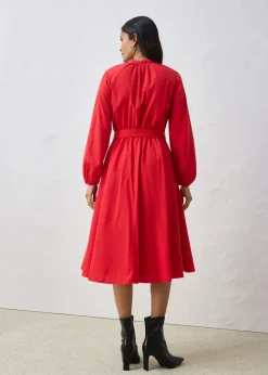 Robe-chemise en coton et soie avec ceinture