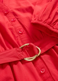 Robe-chemise en coton et soie avec ceinture