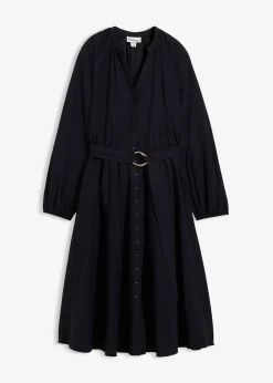 Robe-chemise en coton et soie avec ceinture