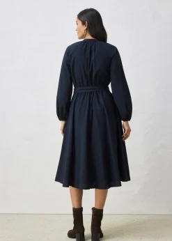 Robe-chemise en coton et soie avec ceinture