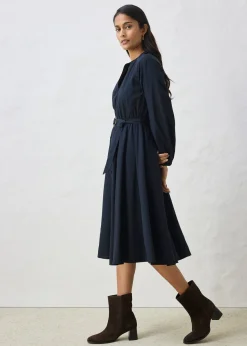 Robe-chemise en coton et soie avec ceinture