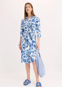 Robe-chemise en coton mélangé