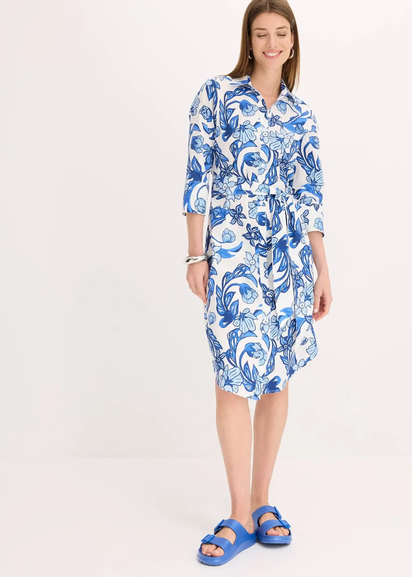 Robe-chemise en coton mélangé