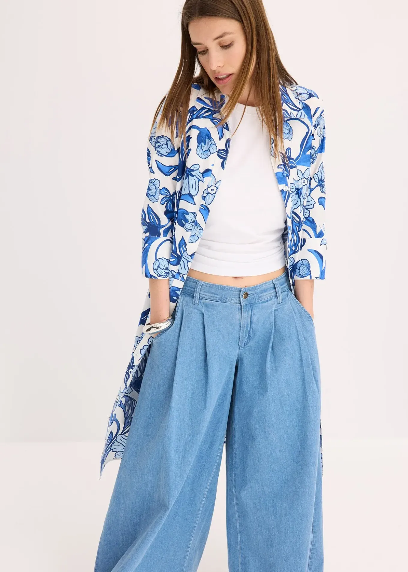 Robe-chemise en coton mélangé