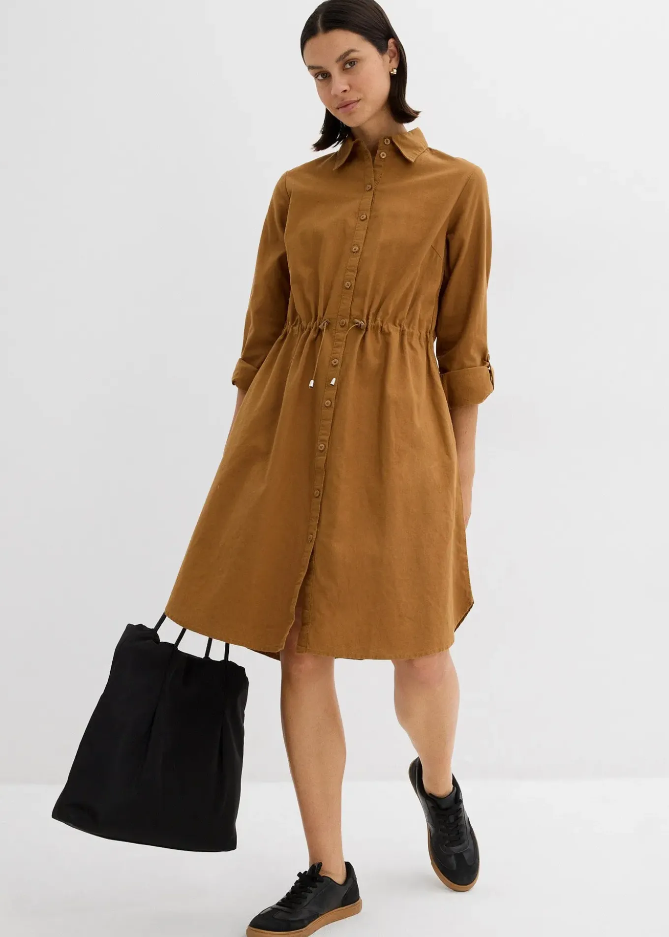 Robe-chemise en lin et coton