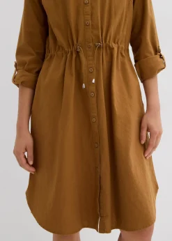 Robe-chemise en lin et coton