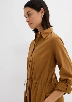 Robe-chemise en lin et coton