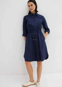 Robe-chemise en lin et coton