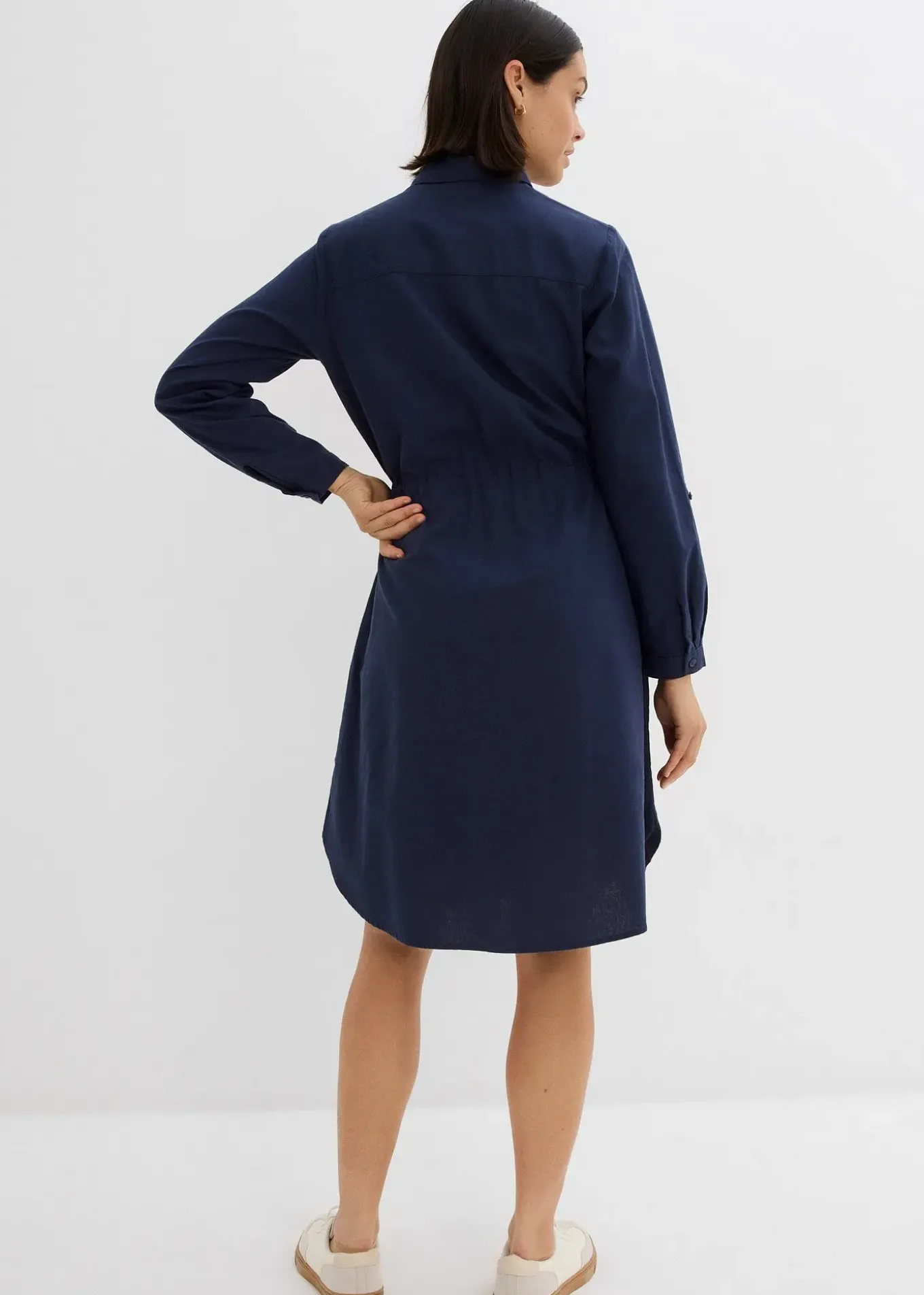 Robe-chemise en lin et coton