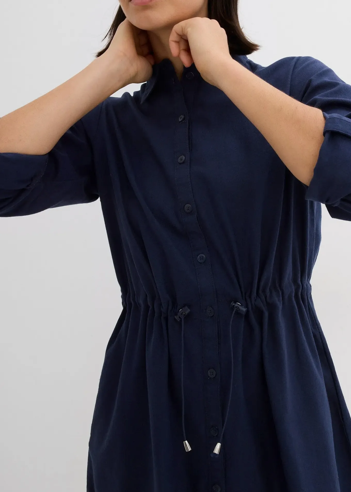 Robe-chemise en lin et coton