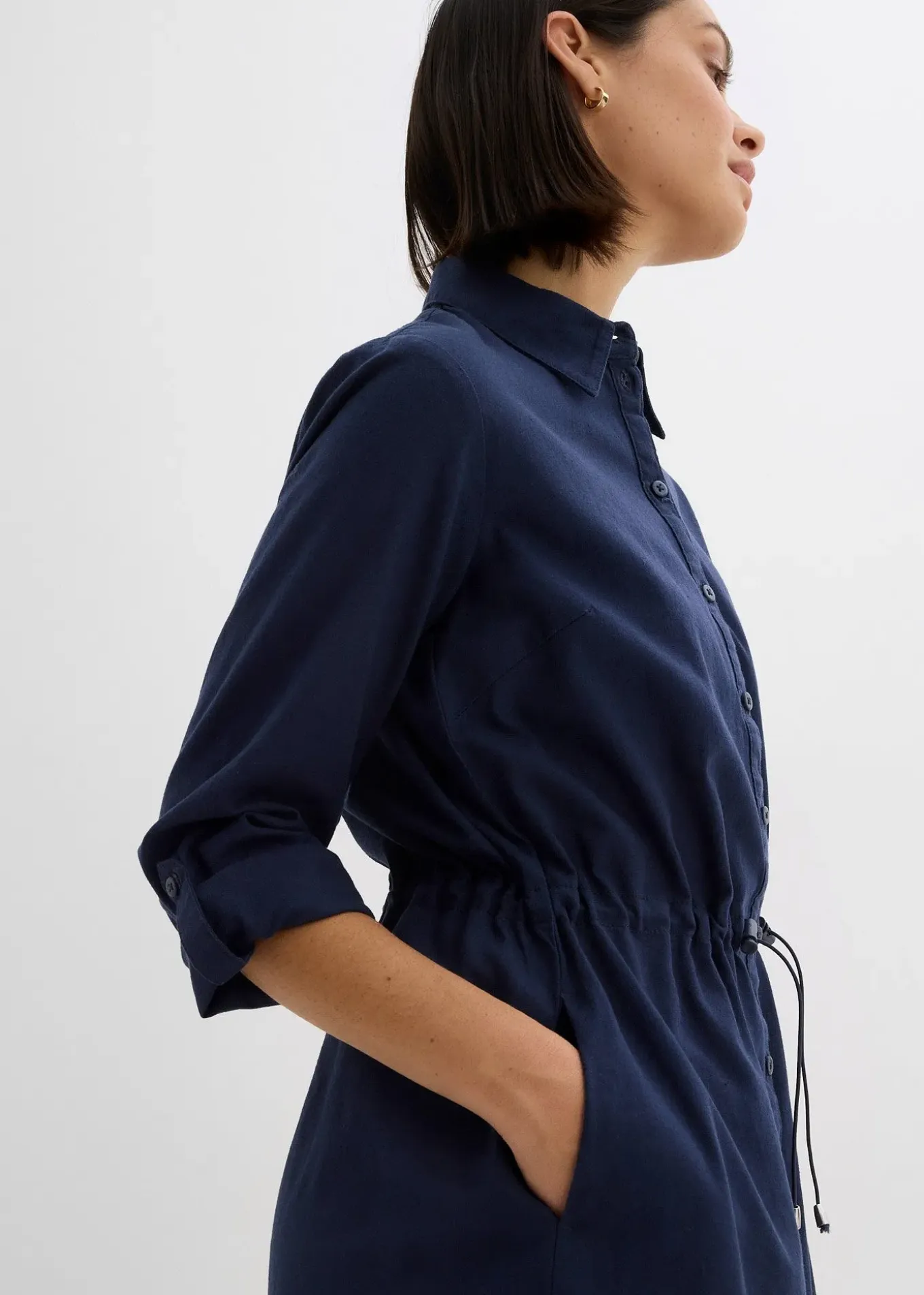 Robe-chemise en lin et coton