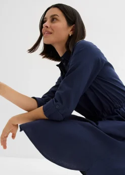 Robe-chemise en lin et coton