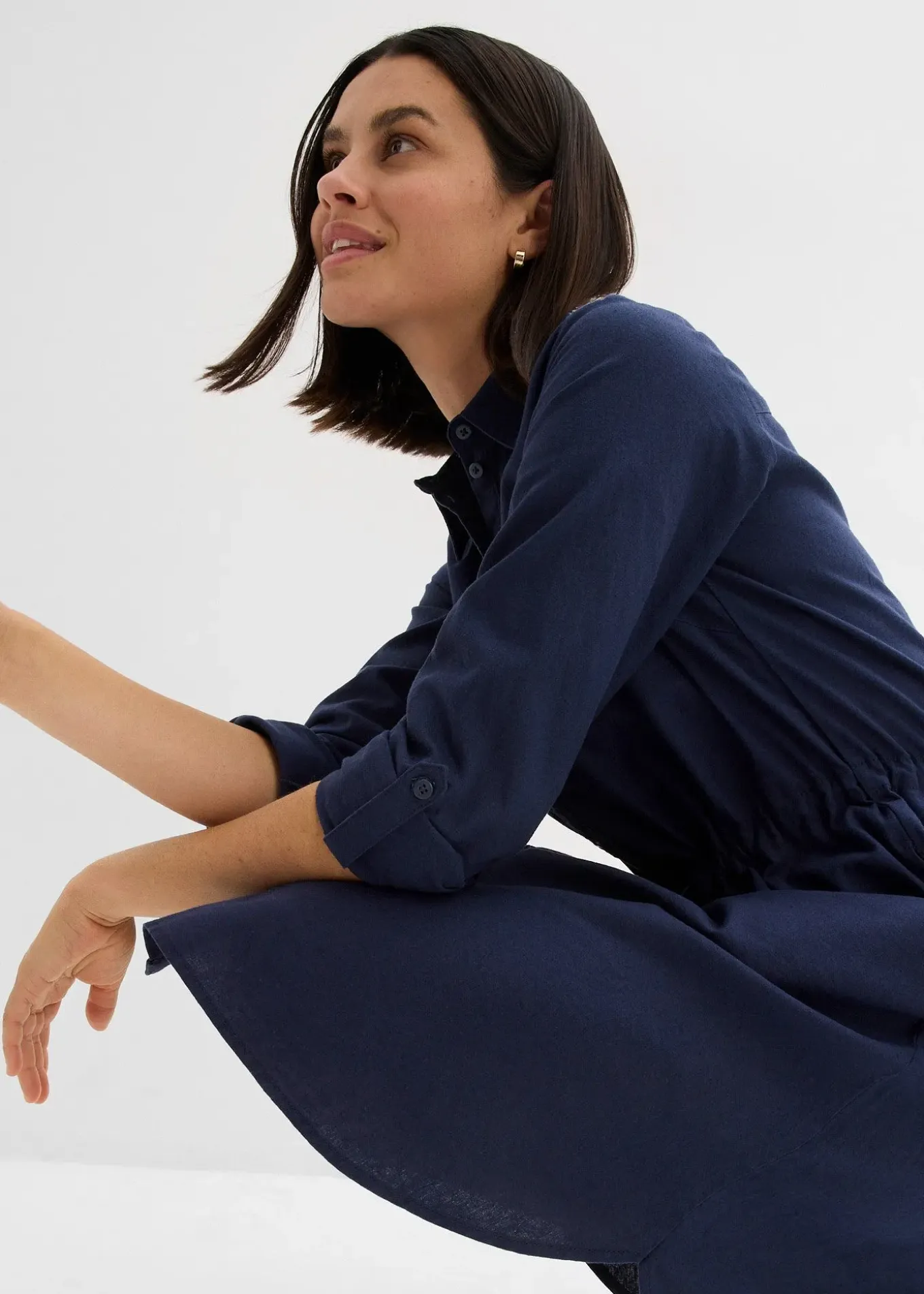 Robe-chemise en lin et coton