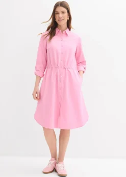Robe-chemise en lin et coton