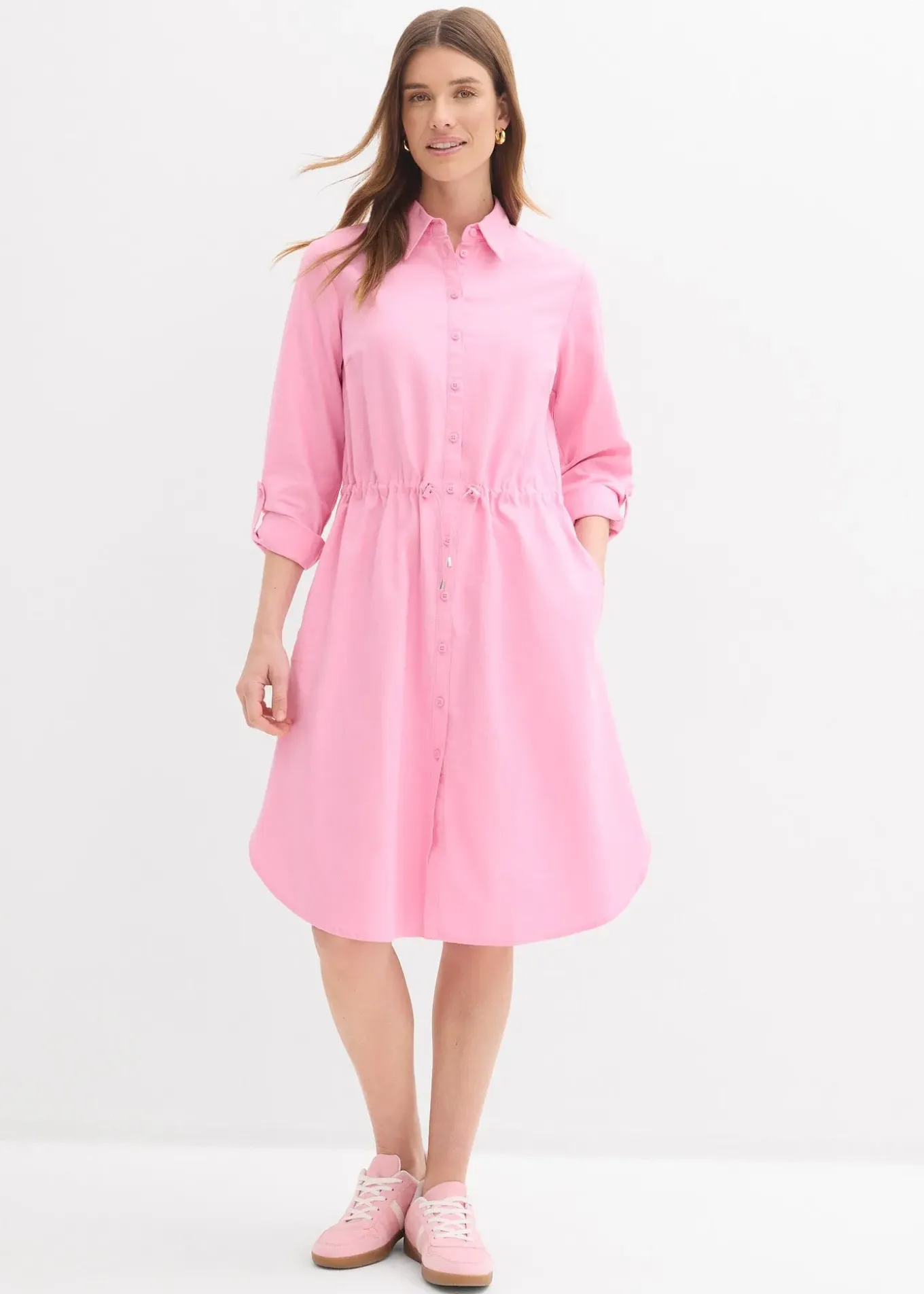 Robe-chemise en lin et coton