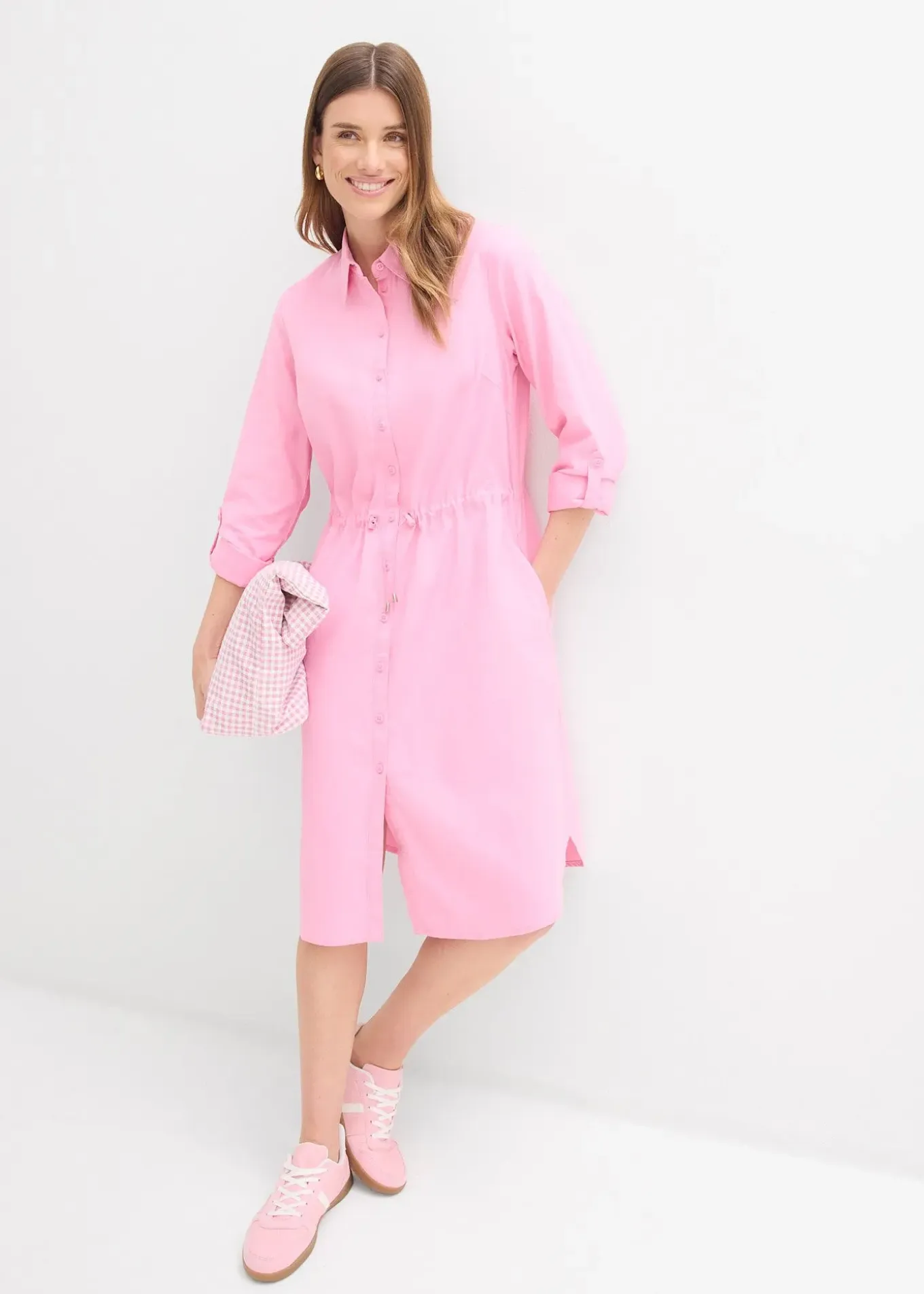 Robe-chemise en lin et coton