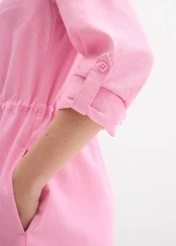 Robe-chemise en lin et coton