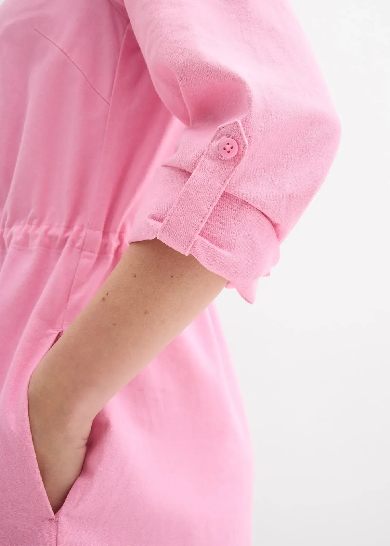 Robe-chemise en lin et coton