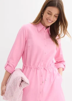 Robe-chemise en lin et coton