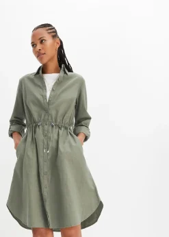 Robe-chemise en lin et coton